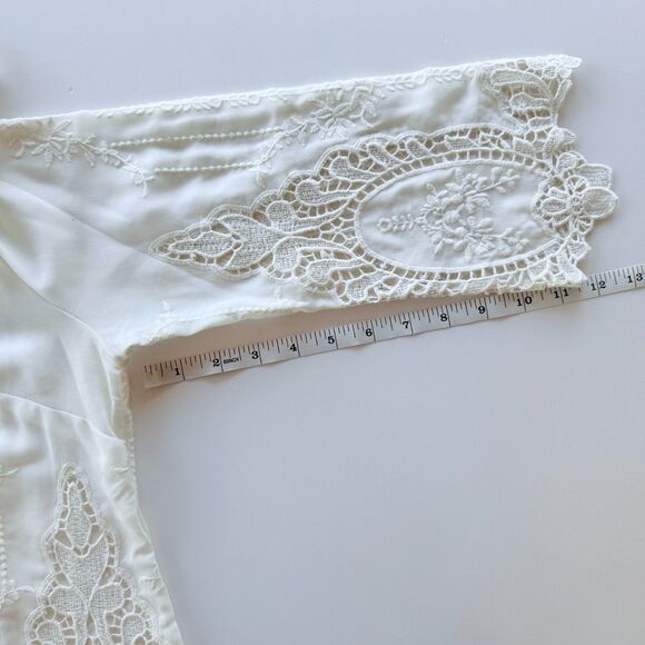 NWOT Aratta Embellished Embroidered Lace Button Back 3/4 Sleeve Blouse in Ivory - Picture 11 of 11